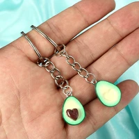 new simulation fruit avocado heart shaped keychain 3d soft pottery avocado key chains jewelry fashion gift