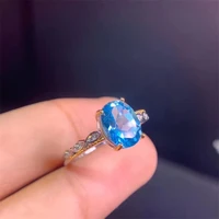 boutique jewelry 925 sterling silver natural topaz ring female support detection classic
