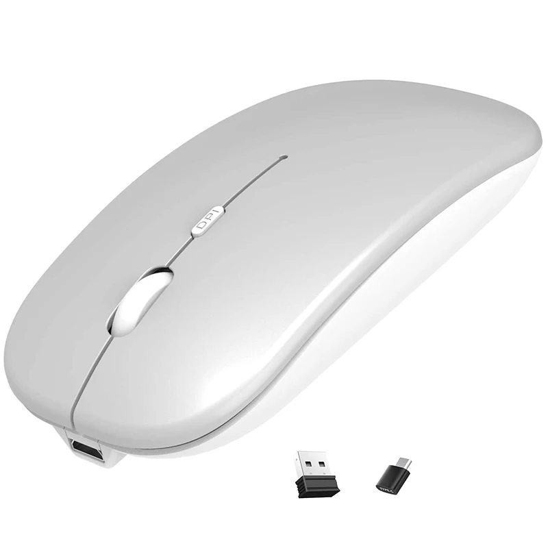 

Rechargeable 2.4GHz Wireless Bluetooth Mouse, Slim Noiseless Mouse with Bluetooth, for PC, Laptop,