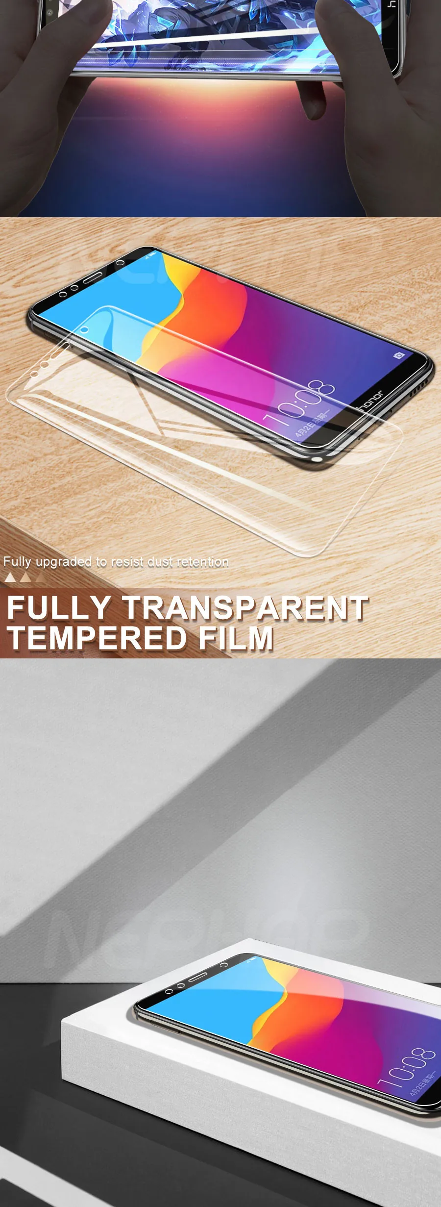 3Pcs Tempered Glass On The For Honor X10 9S 9A 9C 9X 8A 8C 8S 8X Screen Protector For Honor 7A 7C 7S 7X V30 V20 X10 20S 30S Film phone screen protectors