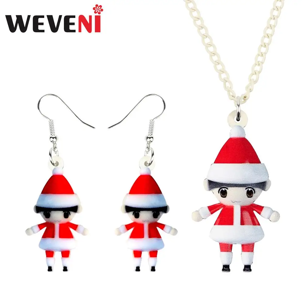 WEVENI акриловый Рождественский костюм украшения для кукол наборы ожерелье серьги