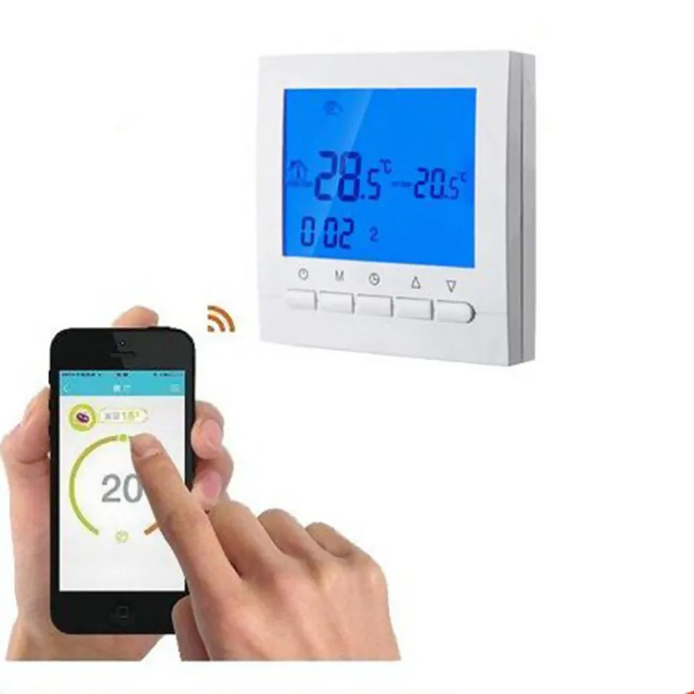 

Wireless Smart Digital Programmable WiFi Thermostat for Heating System (White)