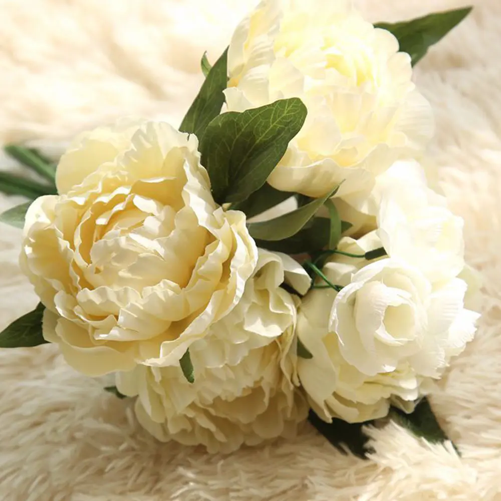 Свадебный Ресторан гостиная Искусственный Пион Букеты поддельные цветы цветок 5