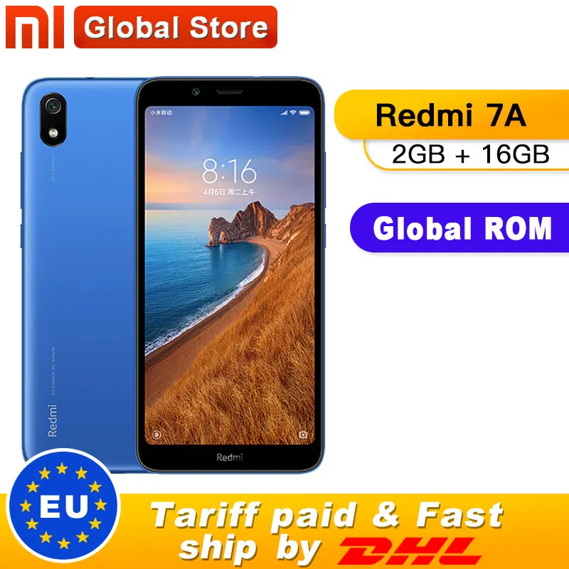 Xiaomi Redmi 7A с глобальной ПЗУ, 2 ГБ, 16 ГБ, 5,45 дюйма, Восьмиядерный мобильный телефон Snapdargon 439, 4000 мАч, камера 13 МП, смартфон