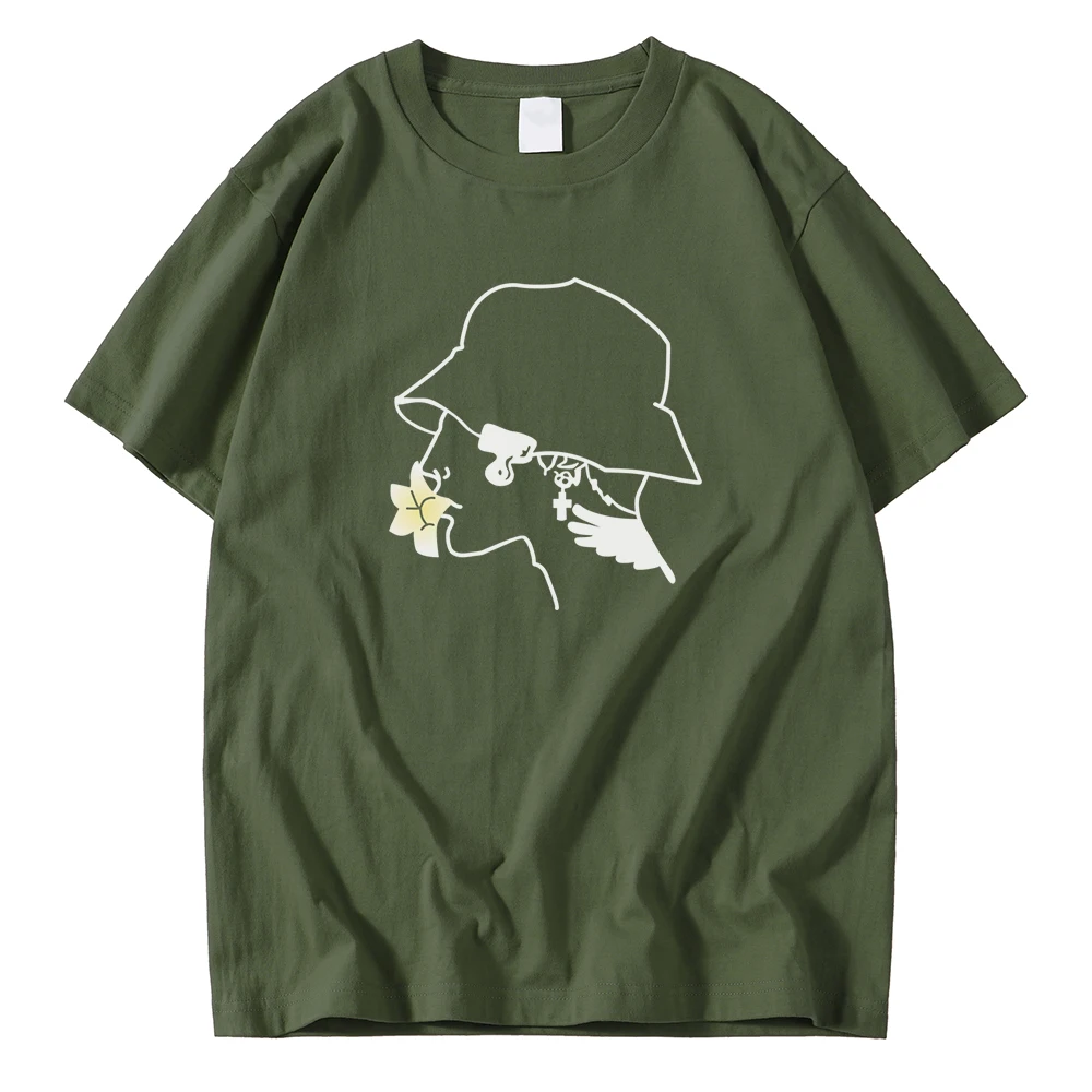 Футболка мужская с мультяшным принтом модный Свободный Топ коротким рукавом