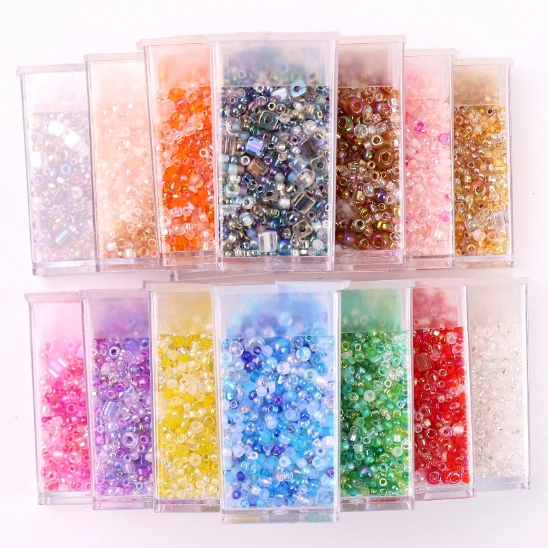 

1 Box Mix Colors Glass Seed beads Multi Size Czech Spacer Round Square Glass Bead For Jewelry Making Necklace Charms Accessories