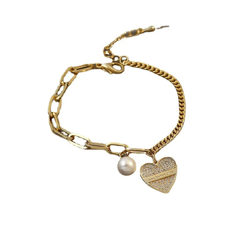 

CH-617 Retro fashion pearl diamond love bracelet ins style personality trendy bracelet net celebrity girl