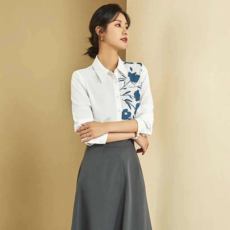 

Женская шифоновая рубашка с длинным рукавом, Элегантный дизайнерский топ в западном стиле, весна 2021