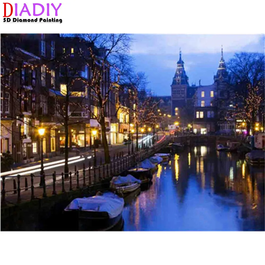 

DIY Full Square Diamond Painting City 5D Picture Of Rhinestones Needlework Diamond Embroidery Scenery Decor For Home