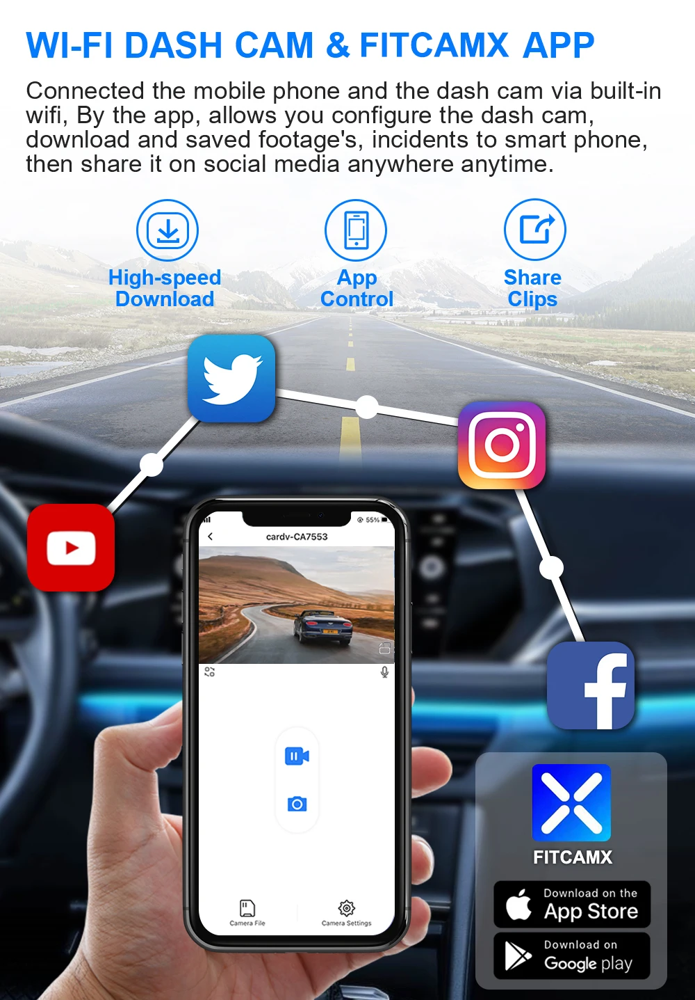 저렴한 DVR For Mazda CX30 2020 To 2021 FITCAMX 대시 캠 4K 야간 카메라 차량용 8MP 128G 최대 WIFI 카메라 무선 드라이브 레코더