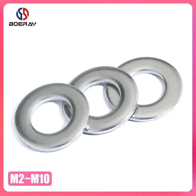 Прокладка шайбы плоская машина из нержавеющей стали 304 100 шт. DIN125 ISO7089 M2 M2.5 M3 M4 M5 M6 M8