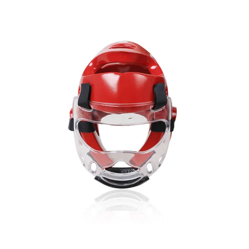 Red with Mask Шлем для тхэквондо, для взрослых, молодых детей, для спорта, для борьбы с лицом, для защиты головы, съемная прозрачная маска для бокса, ММА, каратэ - Цвет: Red with Mask