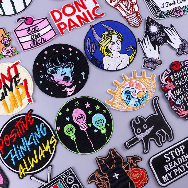 

Cartoon Killer Cat Embroidered Patches For Clothing Thermoadhesive Patches Capricorn Letter Iron On Patches On Clothes Applique