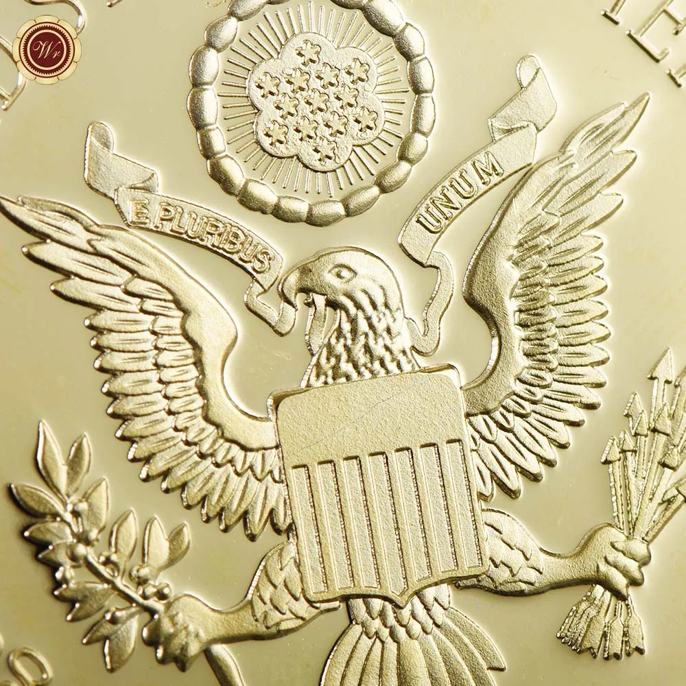 Только три дня 23% скидка WR 1 Шт. Золото Президент США Дональд Трамп Позолоченные