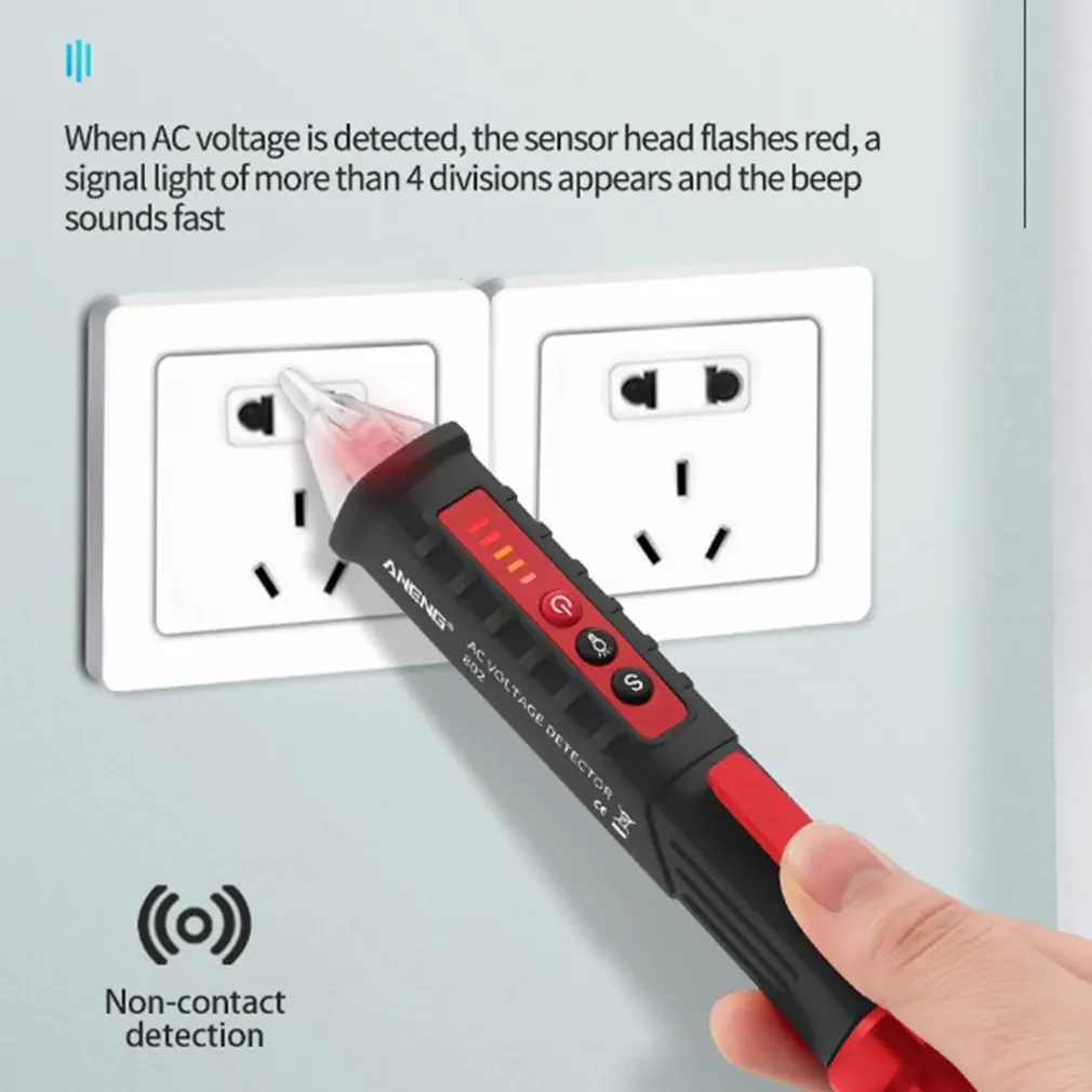 

VD802 Digital Voltage Detector 12-1000V AC / DC No Contact Pen Portable Volt Current Meter Electric Test Pen
