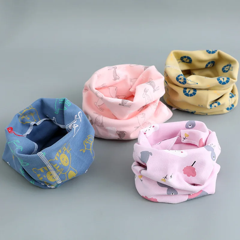 

2021 Plain Cotton Children's Collar Men and Women Baby Fall and Winter Warmth Soft Scarf Japan and South Korea Cartoon Print Sca