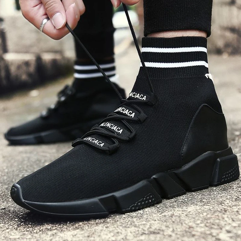 Fashion Casual Shoe For Men 2018 Weaving Fly Breathable Mesh Black Slipon Shoes Lover Couple Trainers Sneakers Mens Human Race |