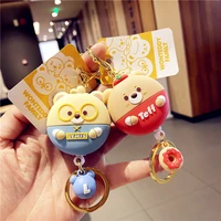 cute cartoon retractable teddy couple keychain mens car key chain girl decoration accessories book student bag pendant
