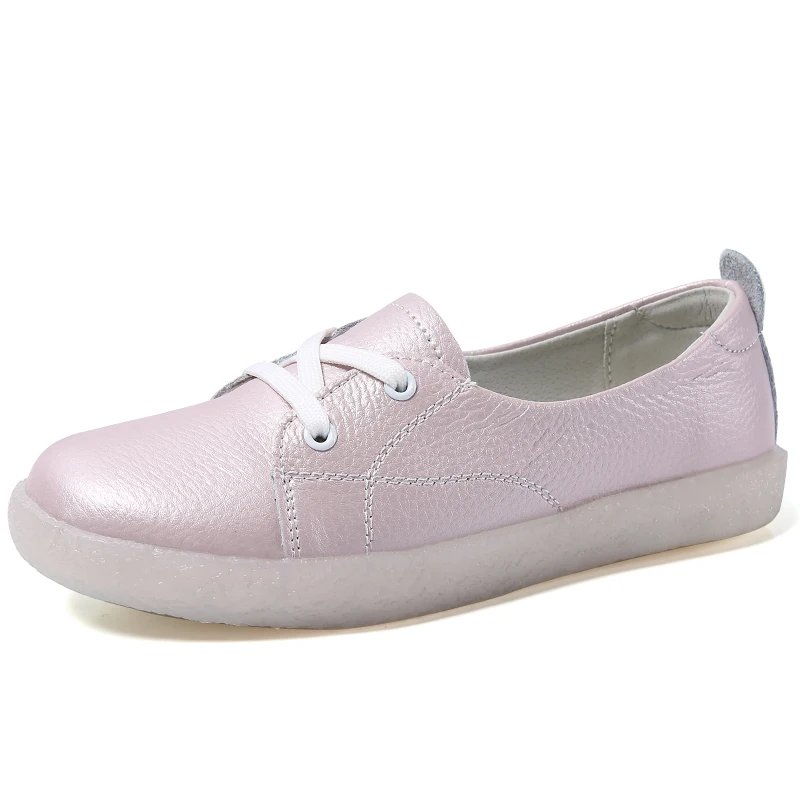 Pink Plardin/Новинка; обувь для отдыха из натуральной кожи; обувь для катания на коньках; женская обувь на плоской подошве; балетки на шнуровке; выразительные кроссовки; женская обувь на плоской подошве - Цвет: Pink