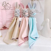luxury cartoon cotton baby appease towel with bunny comforter toys safe to bite newborn multifunctional saliva tissue