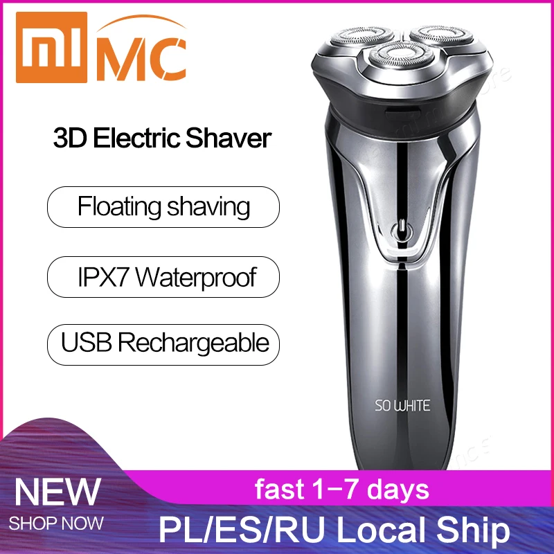 Xiaomi PINJING SO WHITE электробритва Мужская моющаяся USB перезаряжаемая Беспроводная 3D умная бритва для бритья бороды
