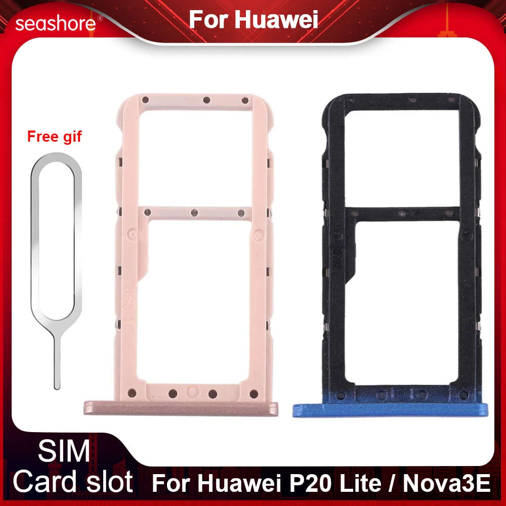 Bandeja de tarjeta Sim para Huawei P20 Lite, soporte de tarjeta Sim, lector para Nova 3E, adaptador, conector, piezas de repuesto-0