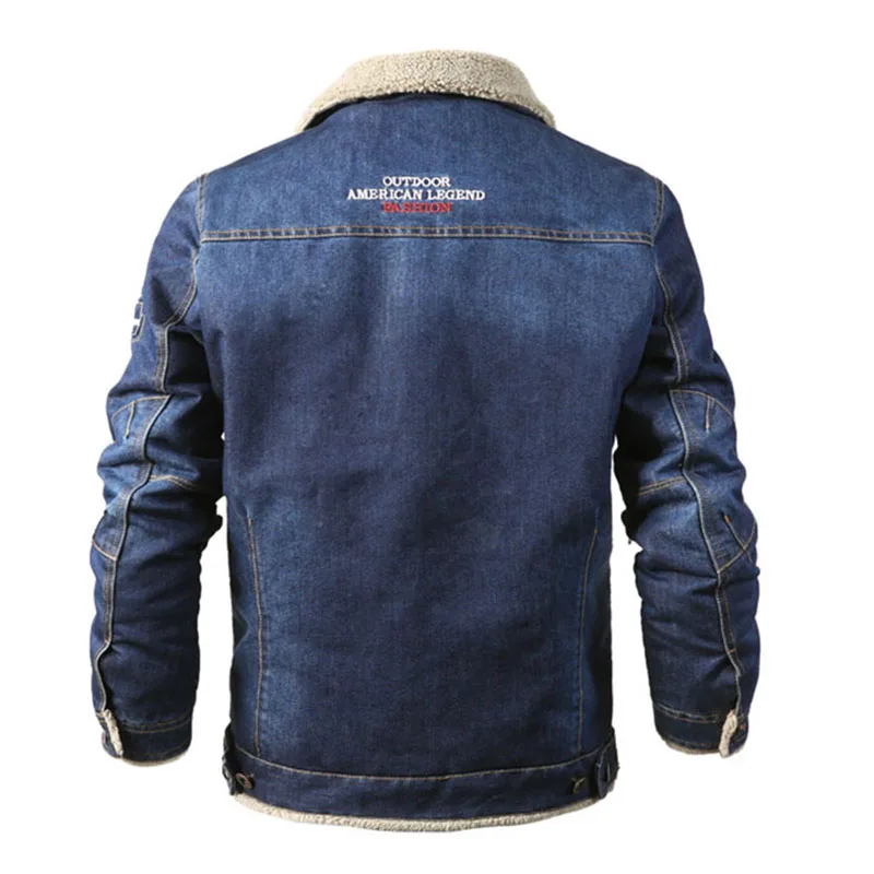 KIOVNO Для мужчин теплый толстый Джинсовые куртки пальто с меховой воротник