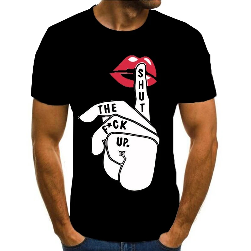 

2021 New Fashion Hot Sale Finger 3d Printing Casual Sports Short Sleeve, Street Fashion Men's T-Shirt Spring And Summer