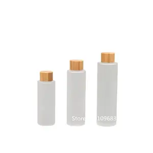 10 шт., стеклянная бамбуковая бутылка для косметики, 100 мл
