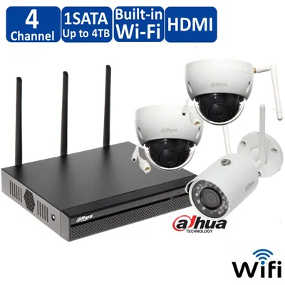 nvr with 4 camera Dahua, беспроводная, wifi, NVR4104HS-W-4KS2, камера, система с 4 шт., 3MP IP, беспроводная, IR, ночное видение, водонепроницаемая, для улицы, Wifi камера - Цвет: nvr with 4 camera