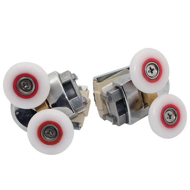 2Pcs shower room copper four-wheel hanging pulley roller for bathroom glass slide door waterproof bearing toilet Top | Дом и сад