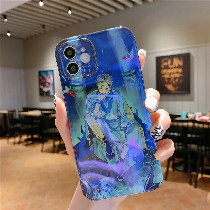 japan anime jujutsu kaisen itadori yuji ryomen phone case for iphone 13 12 11 pro max x xs max xr 7 8 puls blu ray soft cover free global shipping