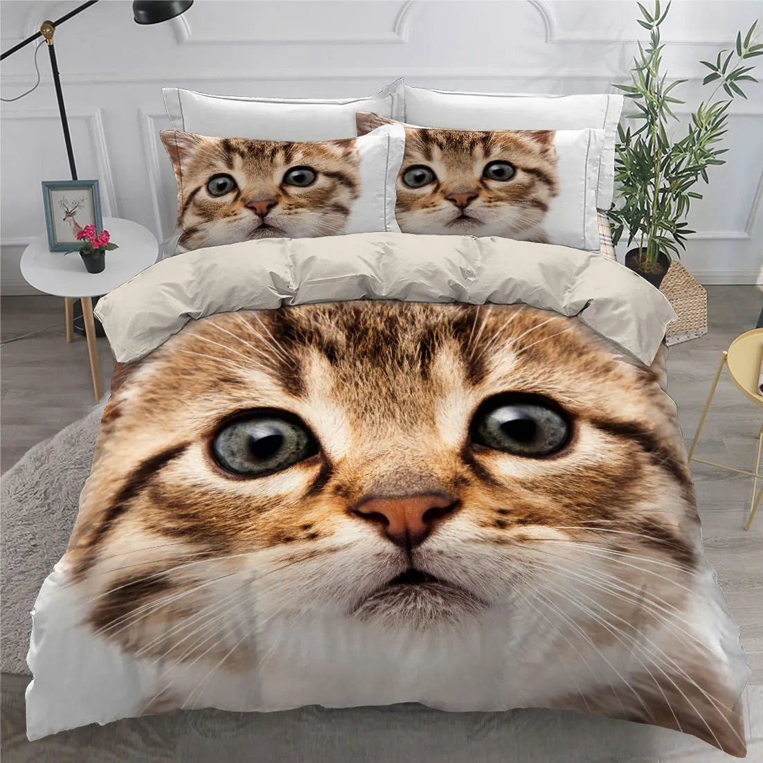 

Pets Bedding Set Duvet Cover Set Quilt Covers Sets Comforter Case King Queen Full Twin Size 3D Cat Bed Linen