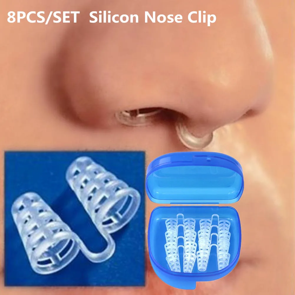 

8PCS/Set Silicon Nose Clip Sleep Snore-ceasing Stopper Anti snore nose aid Silicone Nasal Dilators Stop Snoring