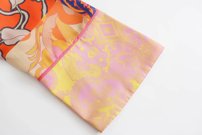 

KBAT Women Blouse Top 2021 Summer Vintage Print Long Sleeve Shirt Chic Belt Plus Size Women Clothing Pocket Top Woman Shirt