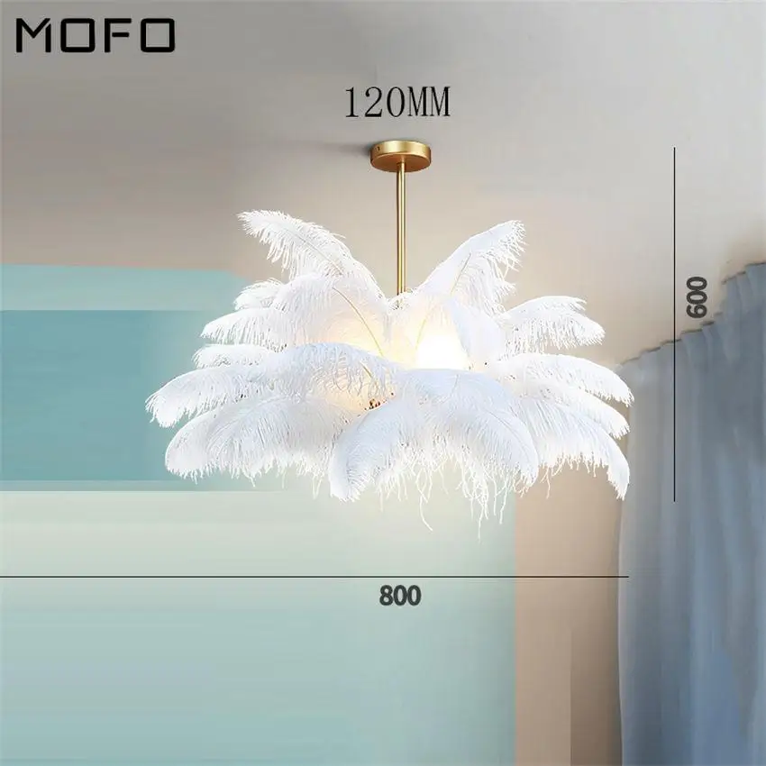 

Nordic Luxury Pendant Lights Post-modern White Feather Pendant Lamp Bedroom Living Room Lighting Home Decor Lighting Luminaria