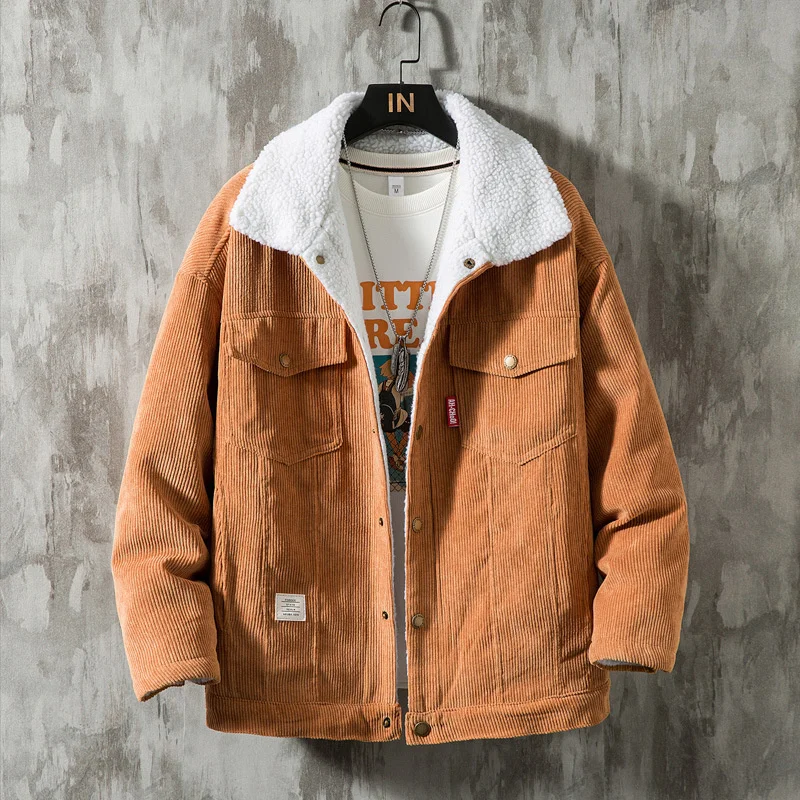 

new Men's winter autumn and multicolor large corduroy and cashmere cotton clothes men's casual solid color cotton clothes coat