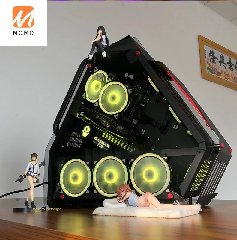 

TT Play Jia T9atx Computer Case Water-Cooled E-Sports Desktop Full-Side Transparent Double-Sided Glass Internet Coffee Big Case