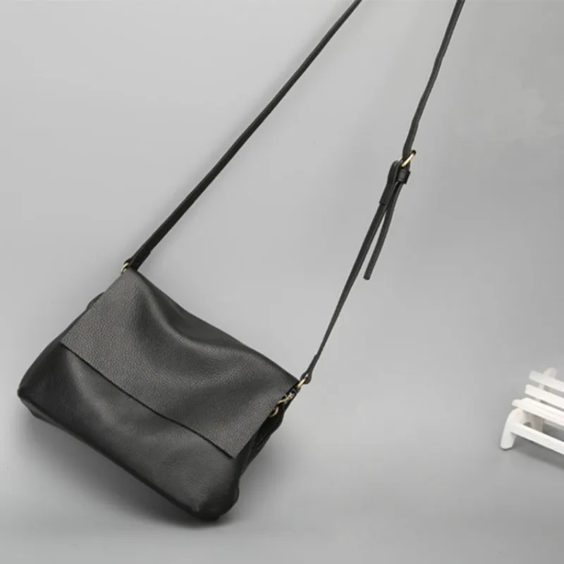 Черные простые Наплечные сумки из натуральной кожи для женщин дизайнерская
