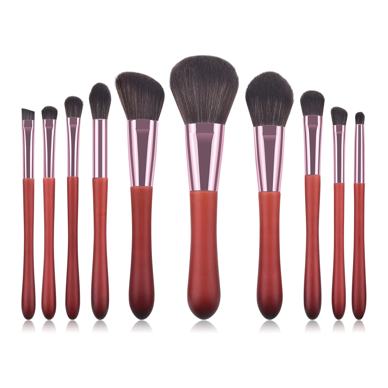 10 набор кистей для макияжа Румяна хвост с красной деревянной рукояткой Высокого