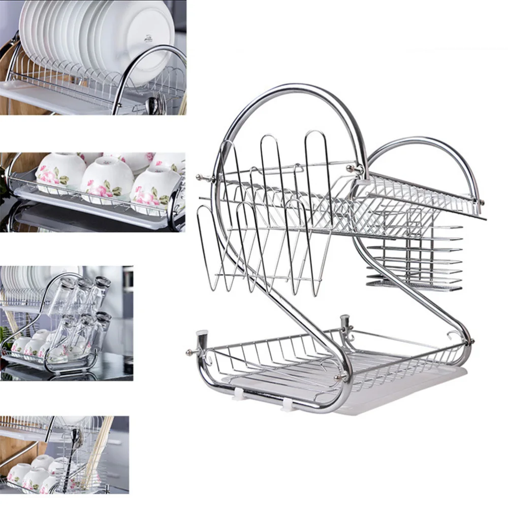 

1 Pc Stainless Steel Kitchen Storage Shelf Multifunctional Dish Drain Rack Kitchen Utensil Holder Cup Holder and Dish Drainer fo