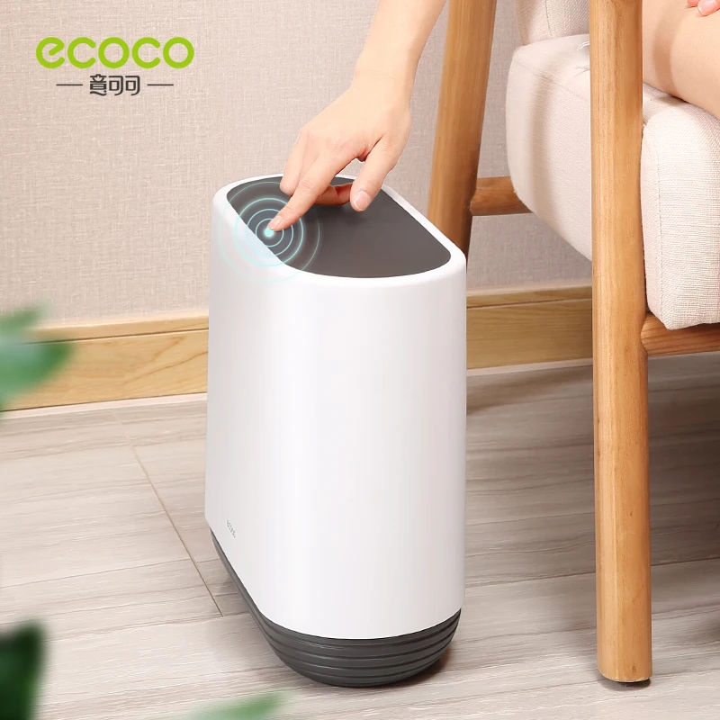 ecoco 10l large capacity pressing type dust proof waste with lid kitchen trash can box bathroom creative save space garbage set free global shipping