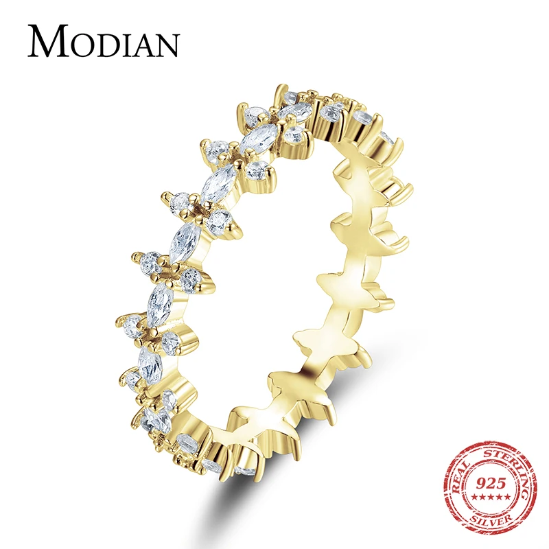Modian 100% реальные 925 Sterlihg серебряные ромбовидные прозрачные CZ штабелируемые кольца