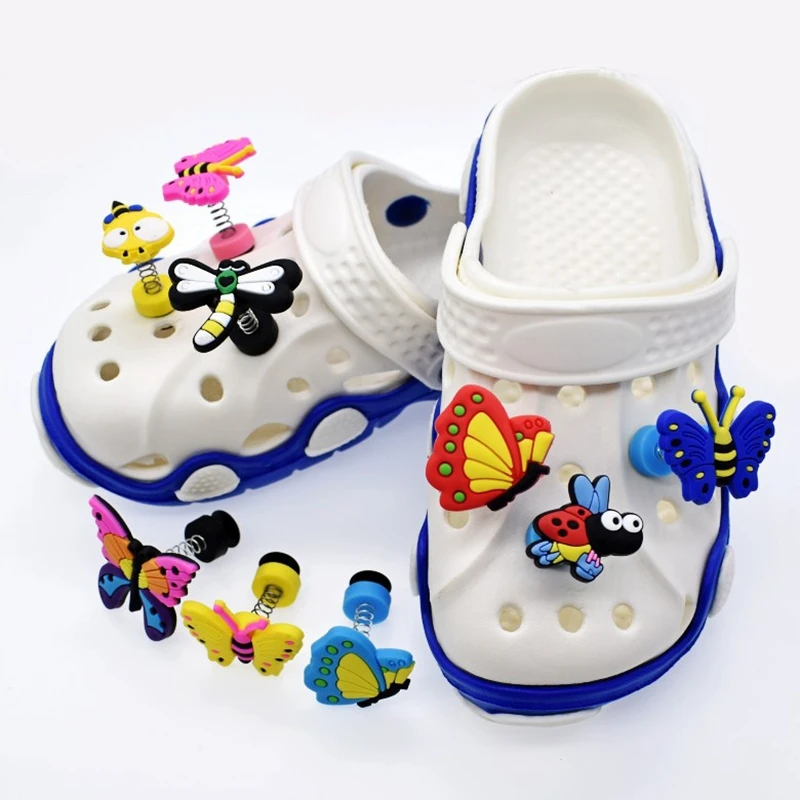

3D Shoe Charms Accessories Creative Cartoon Spring Shoe Decorations PVC Croc jibz Buckle for Kids Adult Bracelets Wristbands