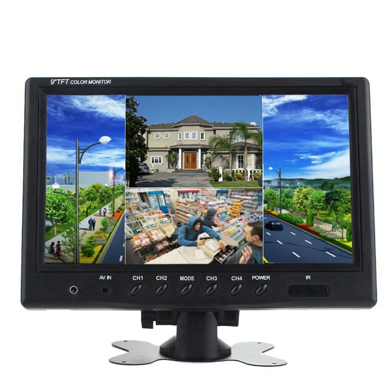 9-дюймовый автомобильный Tft Lcd Quad Дисплей наблюдения за защитой монитор 4 способ
