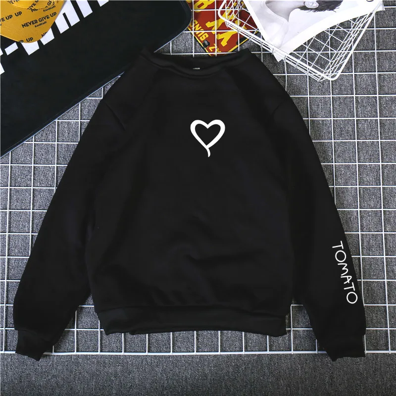 Худи с сердцем, свитшоты, женская повседневная одежда, Kawaii Harajuku, новинка, одежда в стиле панк для девочек, европейский Топ, корейский стиль, sudadera mujer