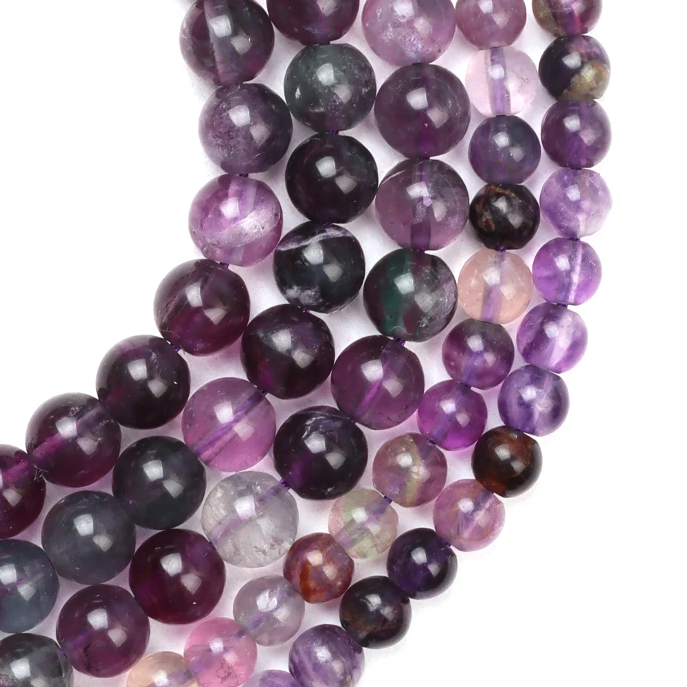 

Natural 6 8 10mm Purple Fluorite Gem Loose Beads Suitable For Making DIY Jewelry Bracelet Necklace Earring Accessories Amulet