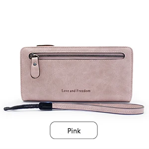 pink wallet Женский кошелек женский длинный карман для монет Кошельки Корейская версия Матовый Ретро двойной складной большой емкости держатель для карт кошелек - Цвет: pink wallet