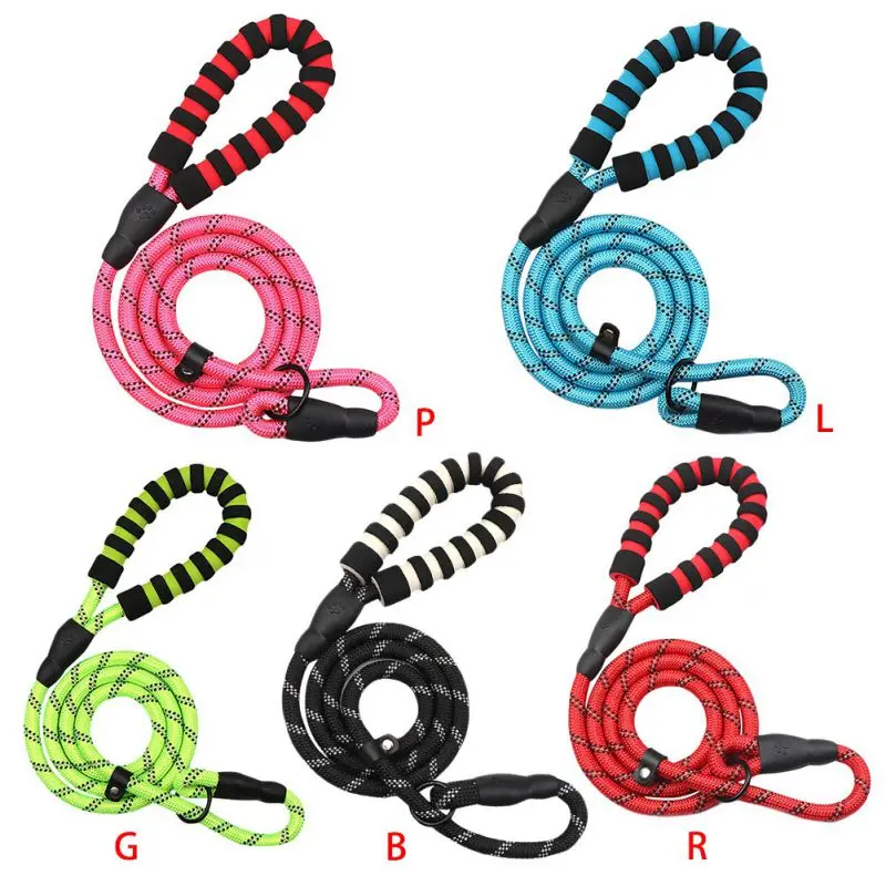 

s Dog Leash Dog Reflective Rope Durable Walking Big Dog Collar Strengthen Traction Harness Round Nylon Medium Dog Lead