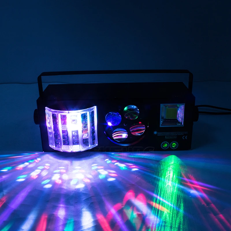Светодиодный лазерный стробоскоп 4в1 DMX512 сценический эффект света хорошо подходит для DJ диско день рождения вечеринки свадьбы/Рождество украшения клубов и бара